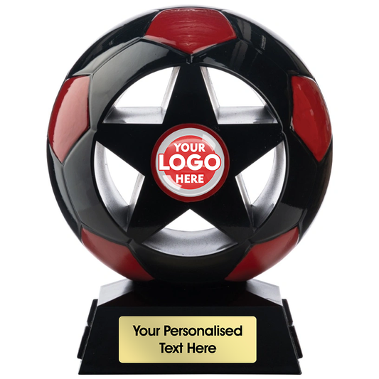 Two Tone Football Ball and Star in Black and Red (NB5BLRE/12)