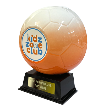 Orange & White Football Ball Multicolour Trophy on Stand NB1WHO BW Trophies