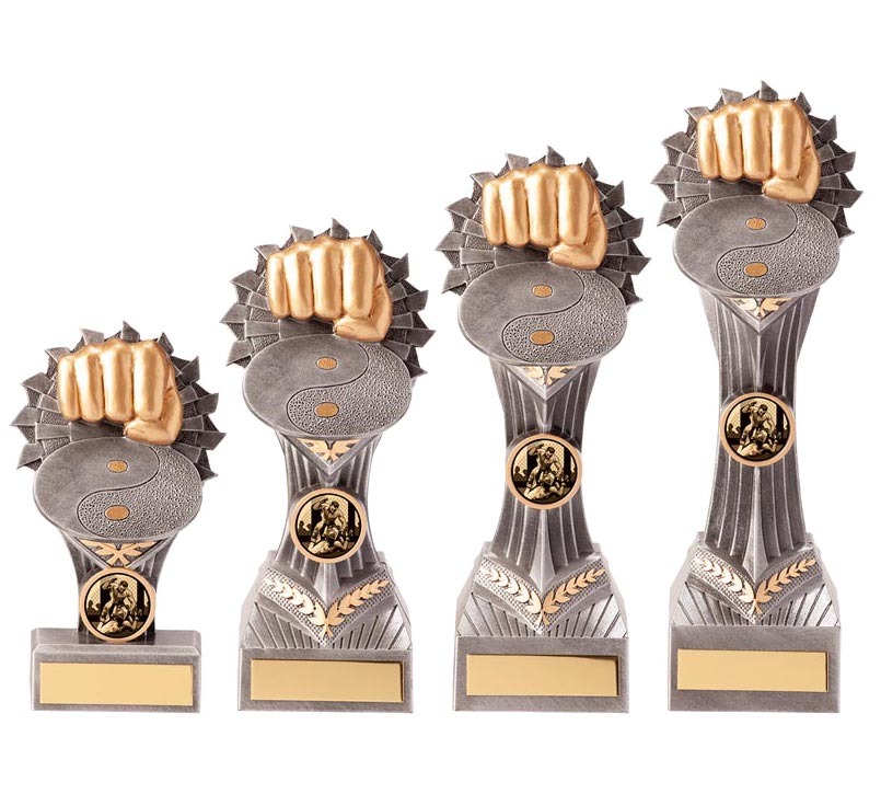 Personalised Combat Sports Fist and Yin Yang Trophy