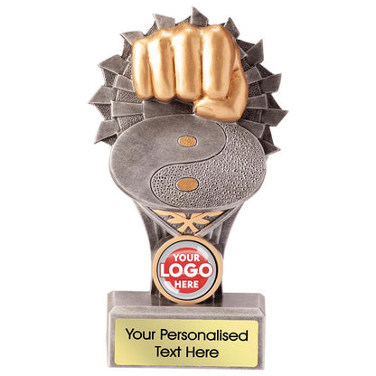 Personalised Combat Sports Fist and Yin Yang Trophy