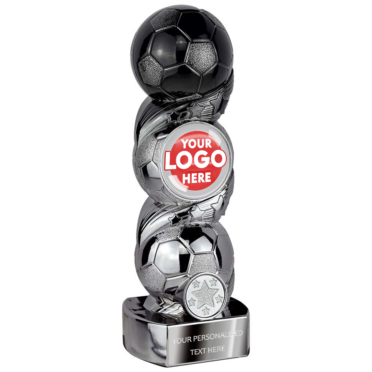Black Football Ball Hat-Trick Trophy - BIG LOGO (PA25006B/C/D)