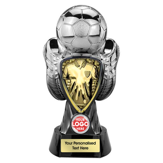 Football Silver Boot & Ball Trophy with Golden Shirt Centre (PA26088A/B/C/D/E) BW Trophies