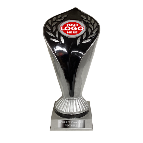 Black & Silver Resin Torch Shaped Trophy with Laurel Design PCM13752/3