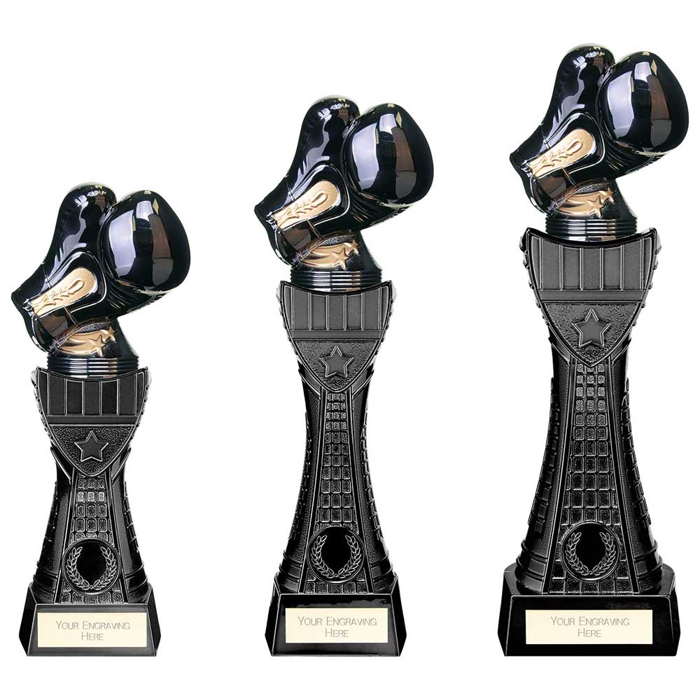 Personalised Black Boxing Gloves Tower Trophy