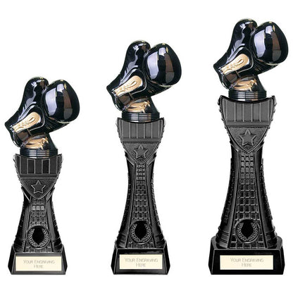 Personalised Black Boxing Gloves Tower Trophy