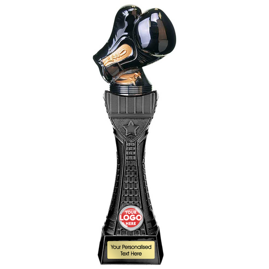 Personalised Black Boxing Gloves Tower Trophy