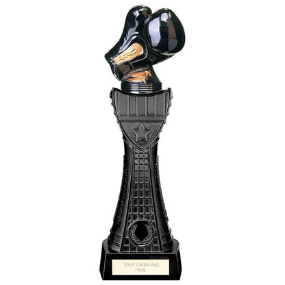 Personalised Black Boxing Gloves Tower Trophy