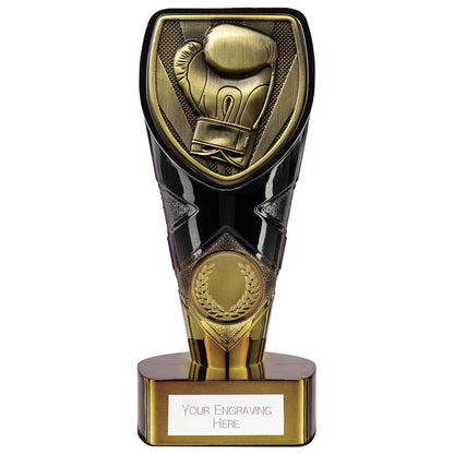 Personalised Black and Gold Boxing Glove Trophy with Club Logo
