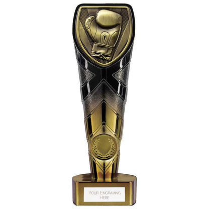 Personalised Black and Gold Boxing Glove Trophy with Club Logo