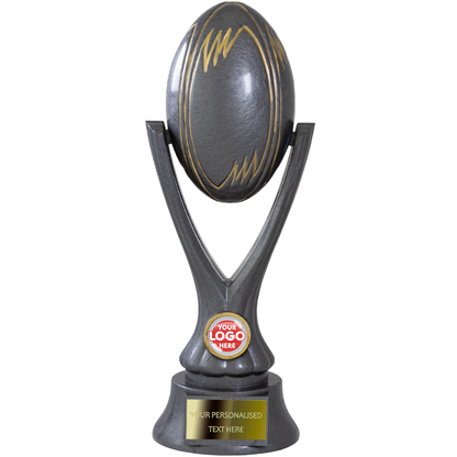 Antique Silver Rugby Ball with Golden Elements (PRT3198/9/0ASG)