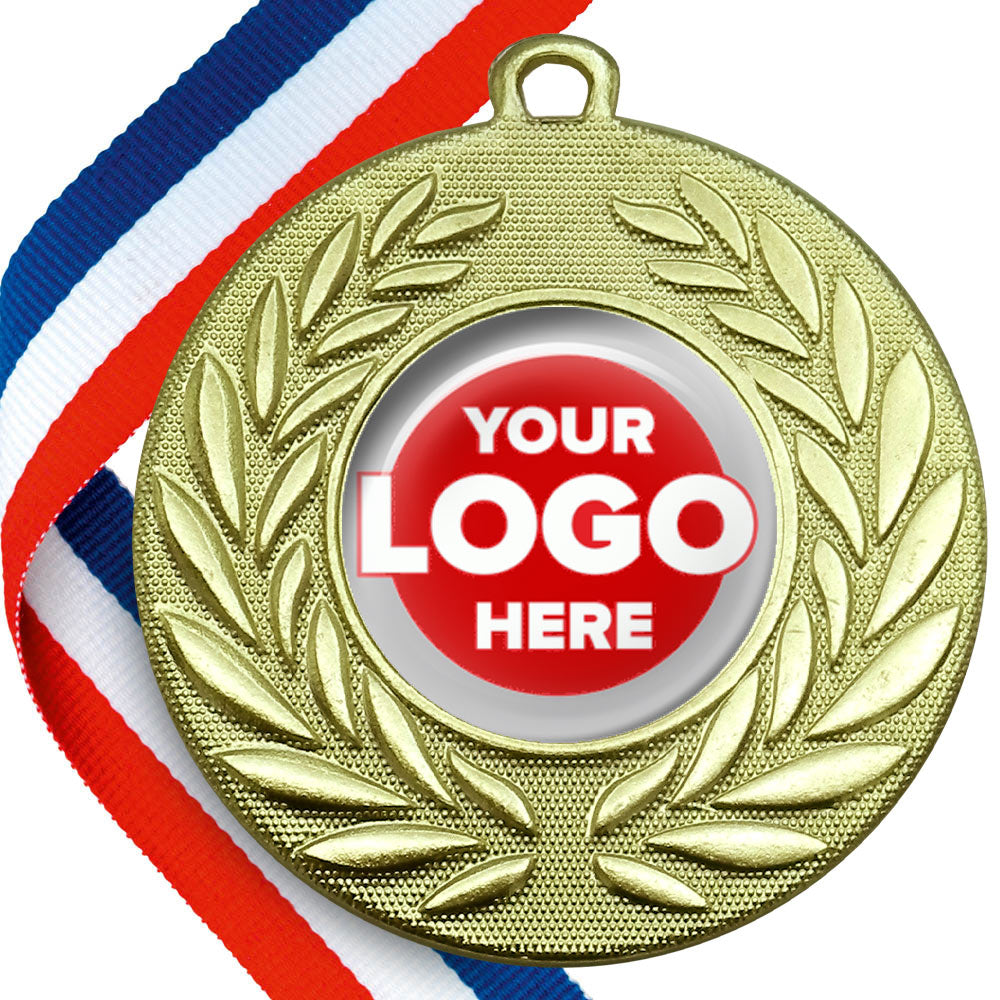 FREE SAMPLE 50mm Classic Wreath Medal on a Ribbon BW Trophies