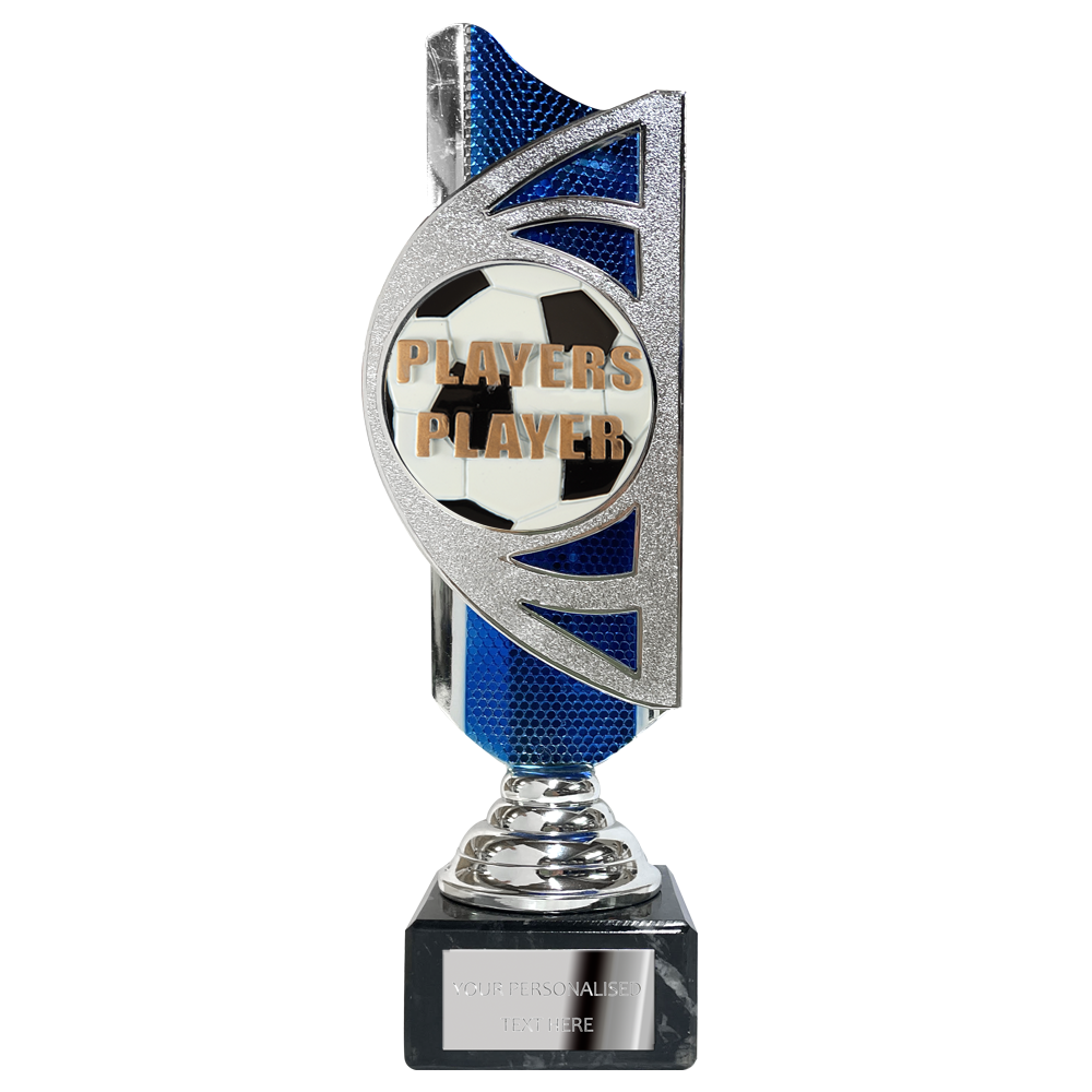 Silver / Blue Award (BS26C) With Embossed Football Design Option BW Trophies