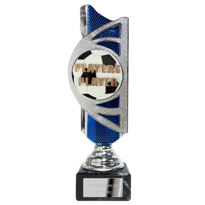 Silver / Blue Award (BS26C) With Embossed Football Design Option BW Trophies