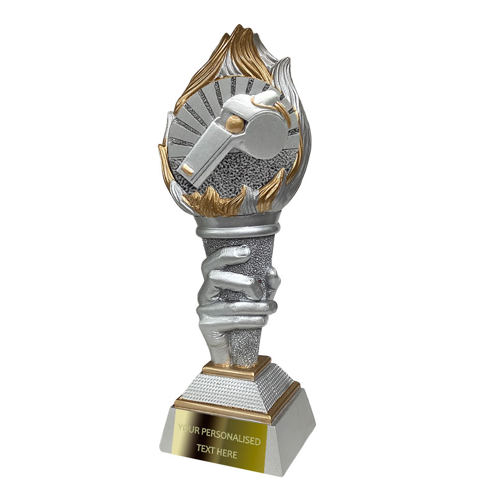 Silver&Gold Football Torch Resin Award with Disc Insert of your Choice (FG125) BW Trophies