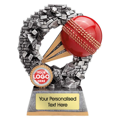 Break Through Cricket Ball Trophy with Club Logo