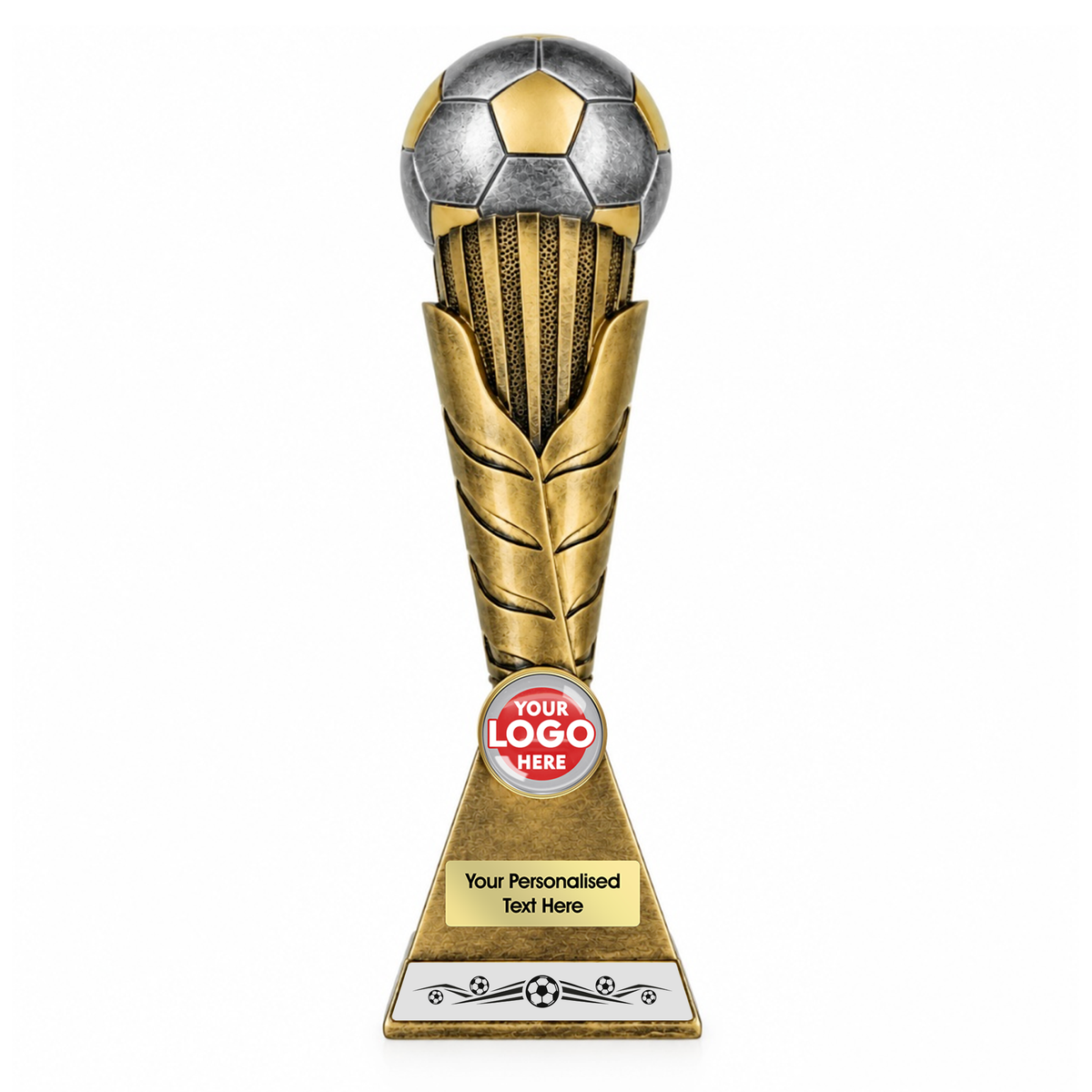 Football Trophy Award with Gold and Silver Ball on Top