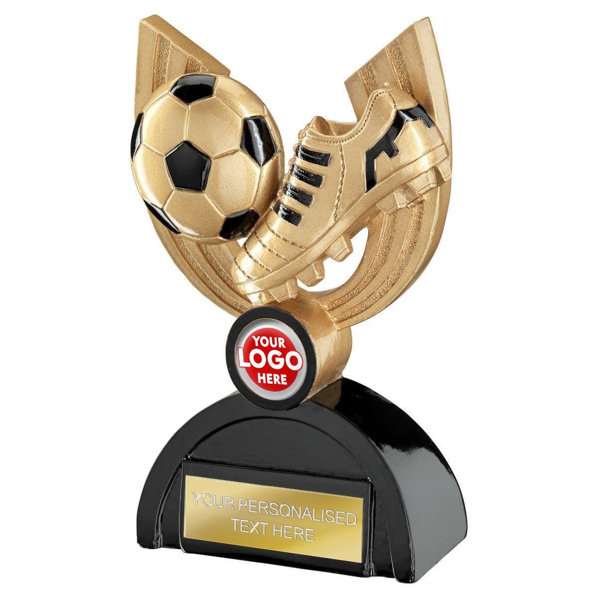 Gold and Black Football Boot and Ball Trophy (RF930) BW Trophies