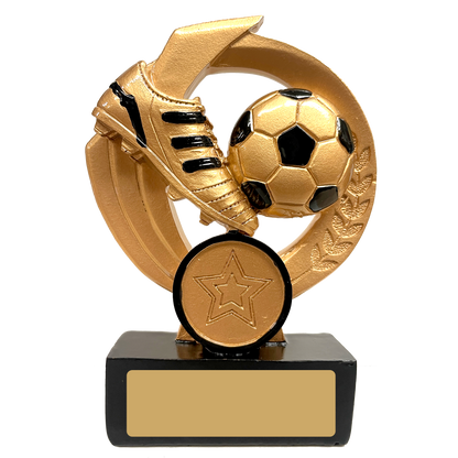 Gold and Black Football And Boot On Round Wreath (RF941a)