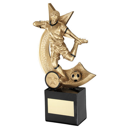 IO - and Black Footballer Swoosh Trophy (RF970A) BW Trophies