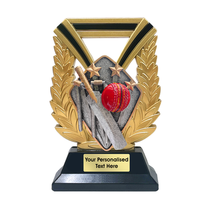 Gold & Black Resin Cricket Award with Your Choice of Diamond Disc (RSR700) BW Trophies