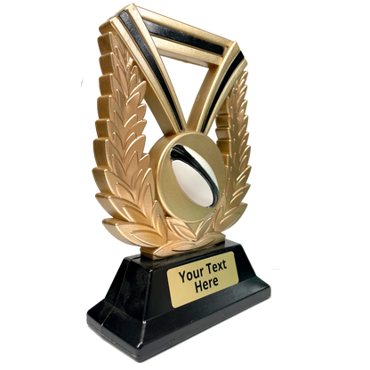 Gold & Black Wreath and Ball Rugby Trophy (RSR619GP)