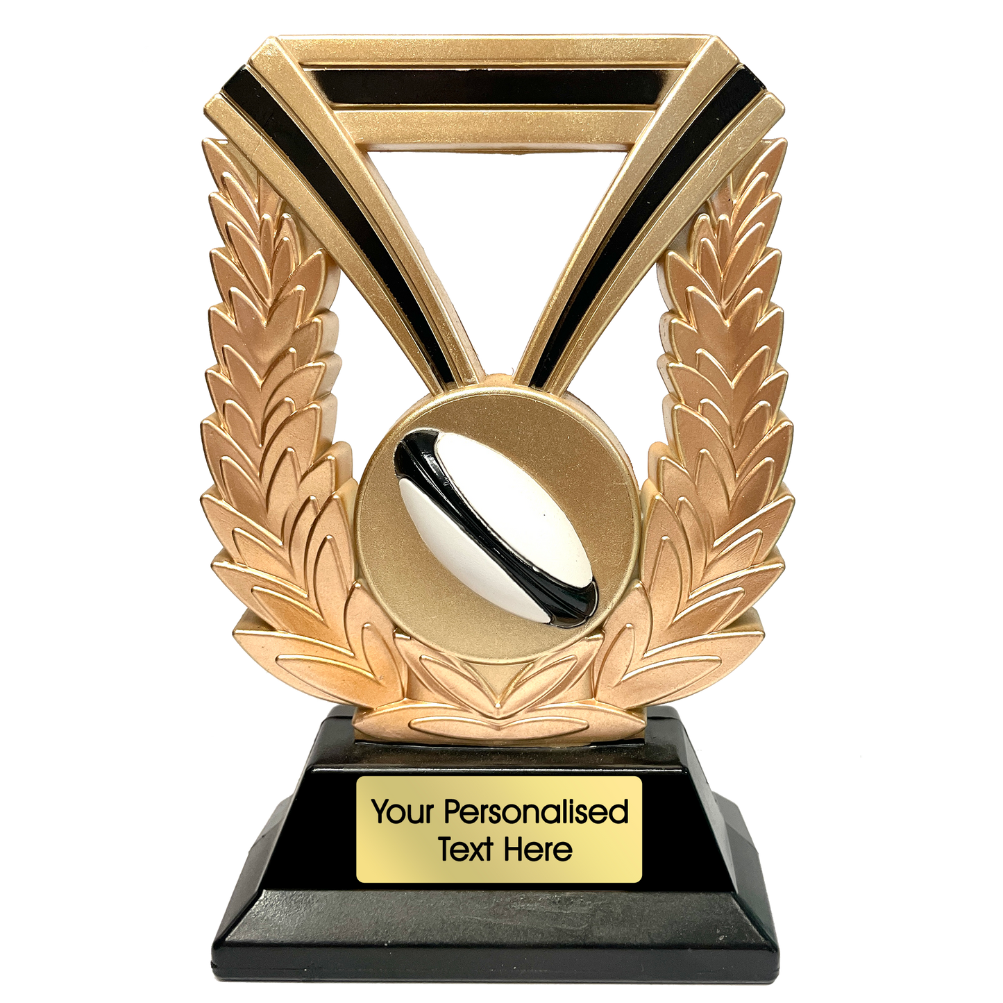 Gold & Black Wreath and Ball Rugby Trophy (RSR619GP)
