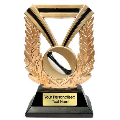 Gold & Black Wreath and Ball Rugby Trophy (RSR619GP)