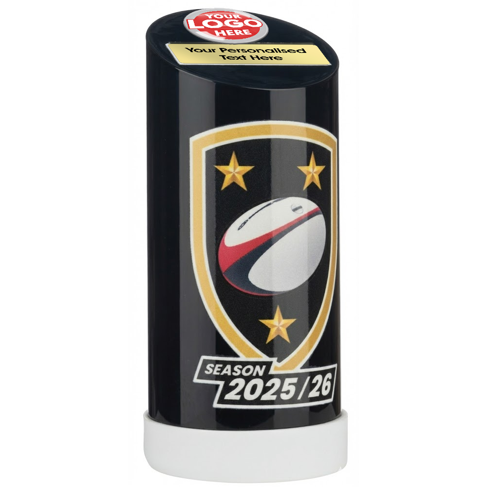 Cylindrical Rugby Award in Black (8000A) BW Trophies