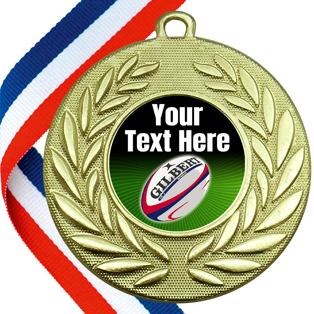 Set of Personalised Rugby Wreath Medals On Ribbons – BW Trophies