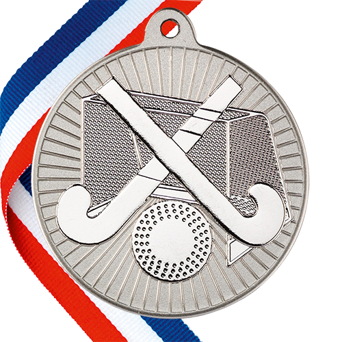 Hockey Embossed Medal on a Ribbon BW Trophies