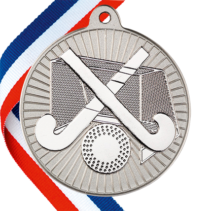 Hockey Embossed Medal on a Ribbon BW Trophies