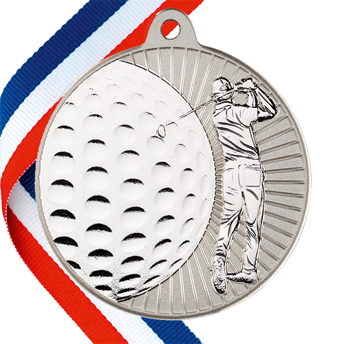 Golf Embossed Medal on a Ribbon BW Trophies