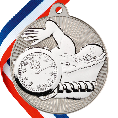 Swimming Embossed Medal on a Ribbon