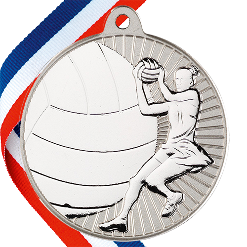 Netball Embossed Medal on a Ribbon BW Trophies