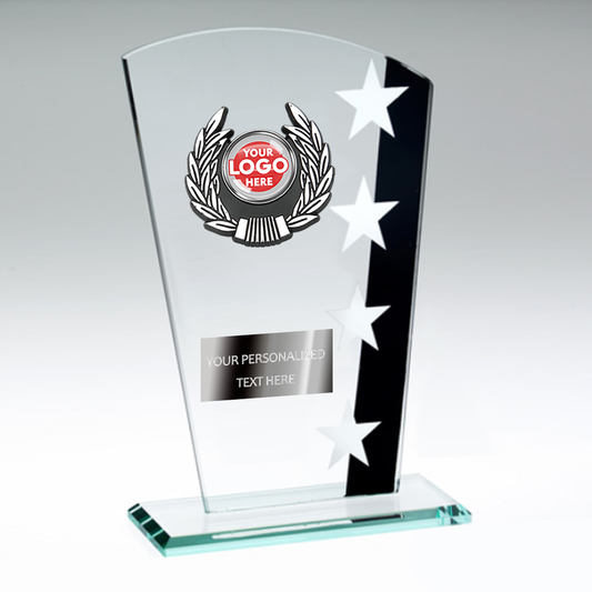 Elegant Glass Award Featuring Silver Stars (SK2B)