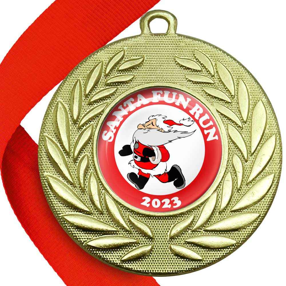 Santa Fun Run Wreath Medals Design 2 With Domes