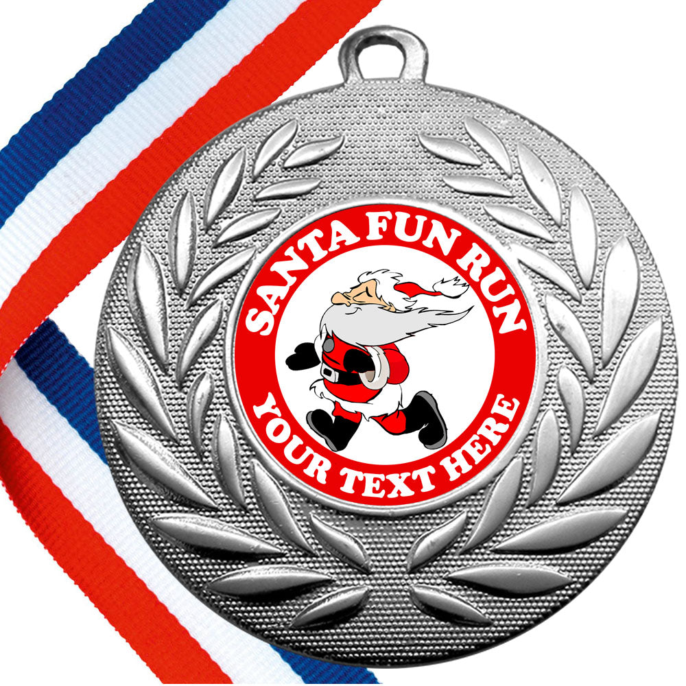 Santa Fun Run Wreath Medals Design 2 with Flat Centres