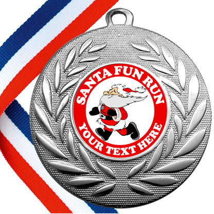 Santa Fun Run Wreath Medals Design 2 with Flat Centres