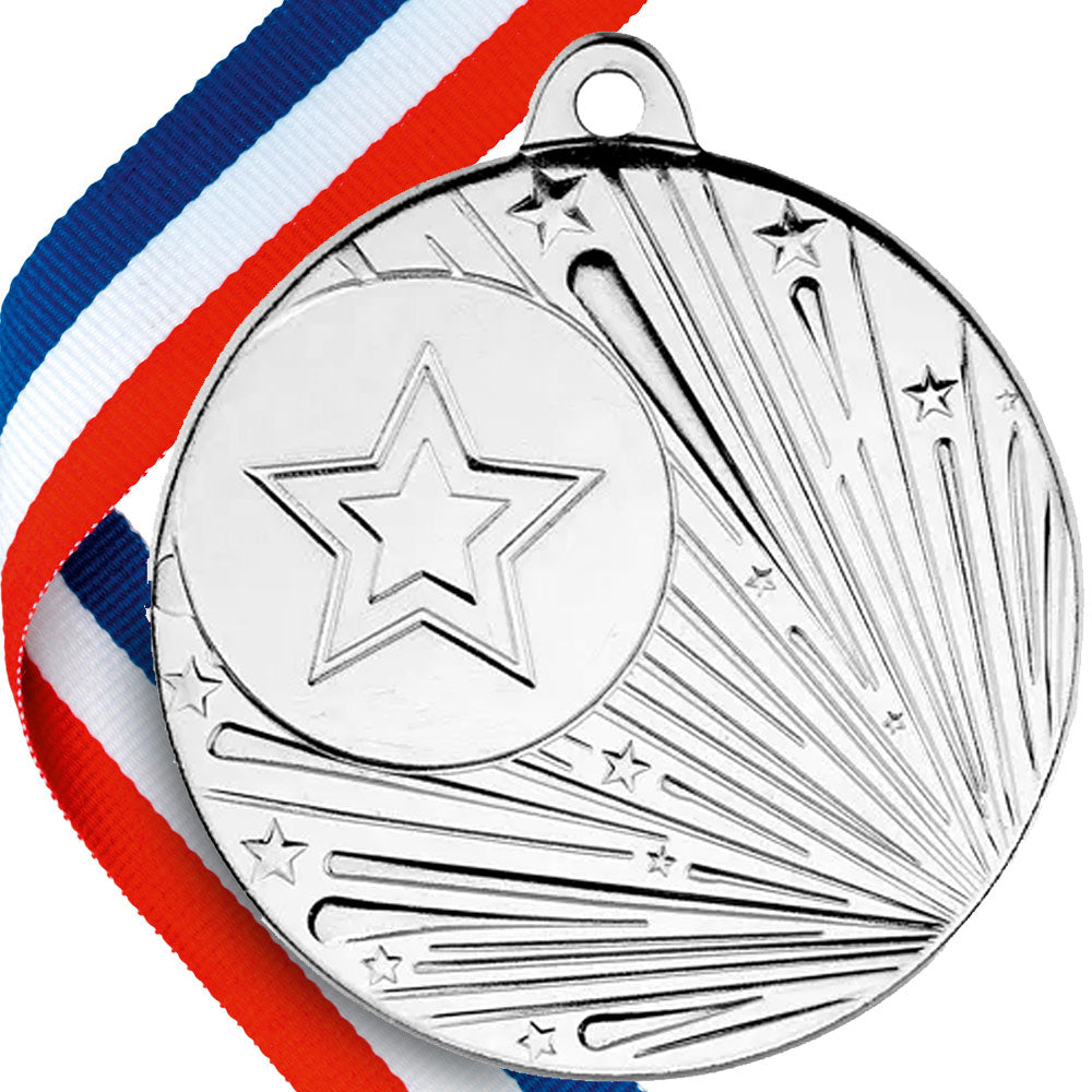 50mm Original Embossed Shooting Star Medal on a Ribbon BW Trophies