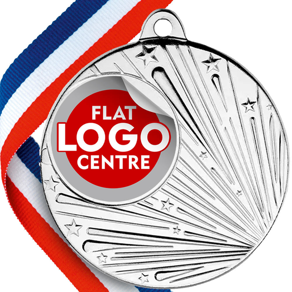Shooting Star Design Medal with Flat Logo Centre