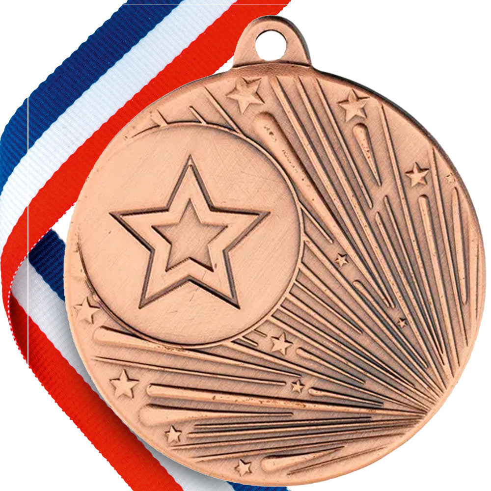 50mm Original Embossed Shooting Star Medal on a Ribbon BW Trophies