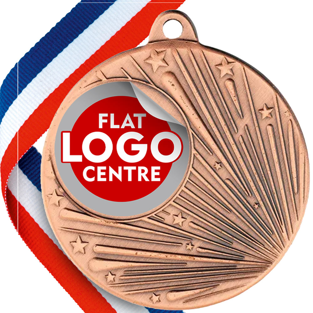 Shooting Star Design Medal with Flat Logo Centre