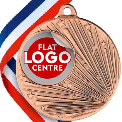Shooting Star Design Medal with Flat Logo Centre