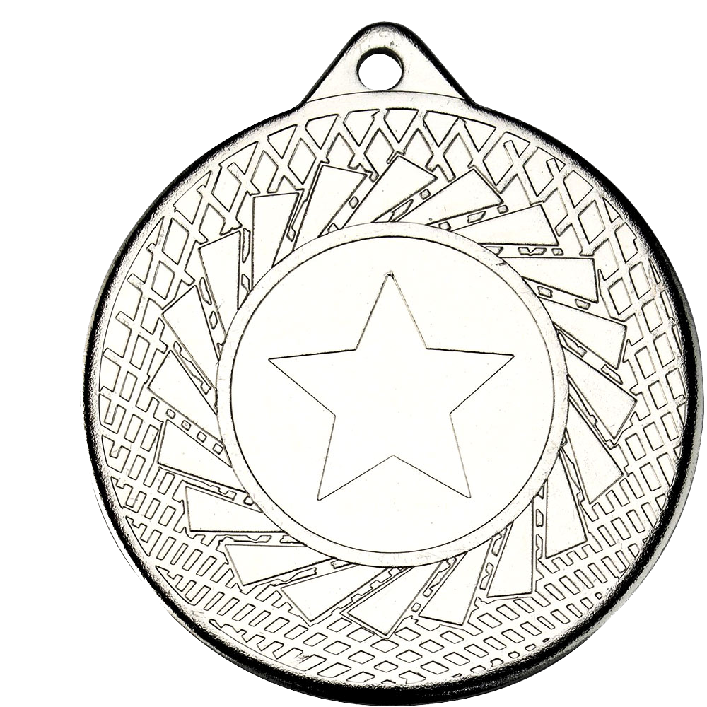 Blade Design Medal with flat centre on a ribbon