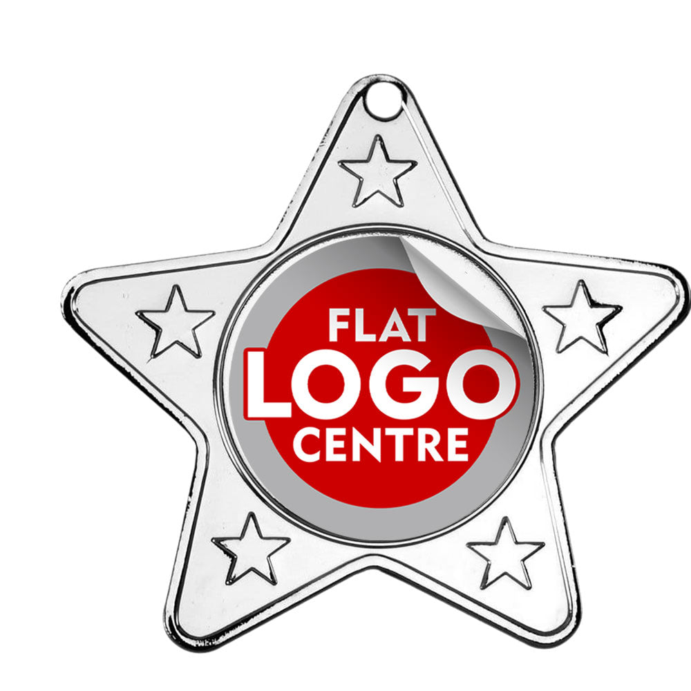 The Flat Star Shape Medal with custom logo BW Trophies
