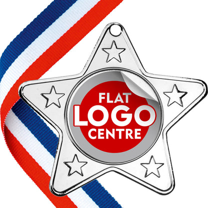 Star Shaped Medal with flat centre on a ribbon