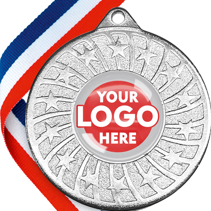 50mm Glossy Star Swirl  Medal on a Ribbon