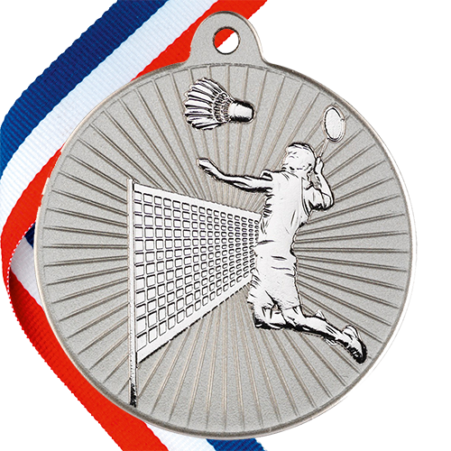 Badminton Embossed Medal on a Ribbon BW Trophies