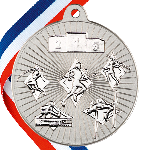 Multi Athletics Embossed Medal on a Ribbon BW Trophies