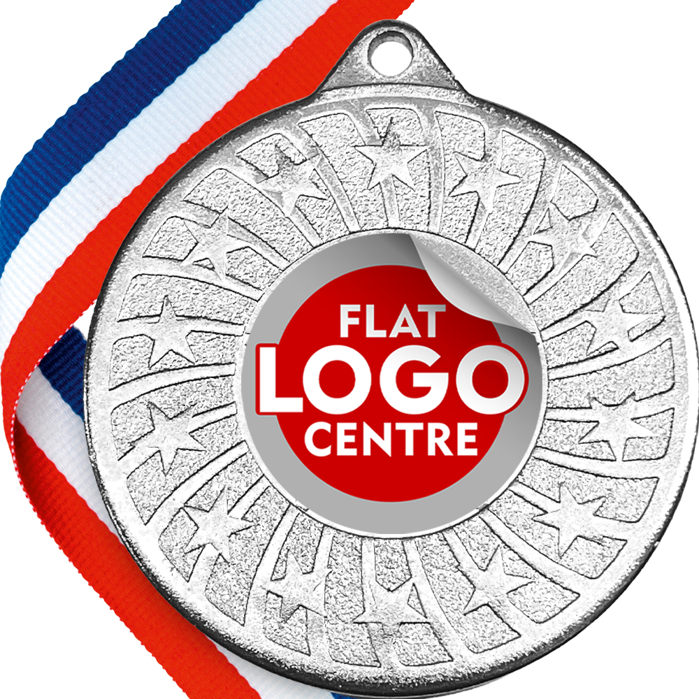 Star Swirl Design Medal with Flat Logo Centre